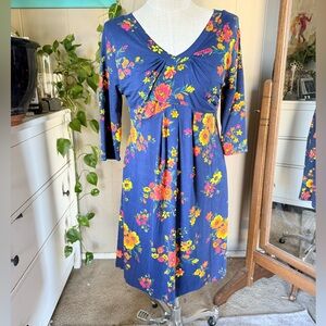 K Jordan blue Multicolor Floral Dress, size Large